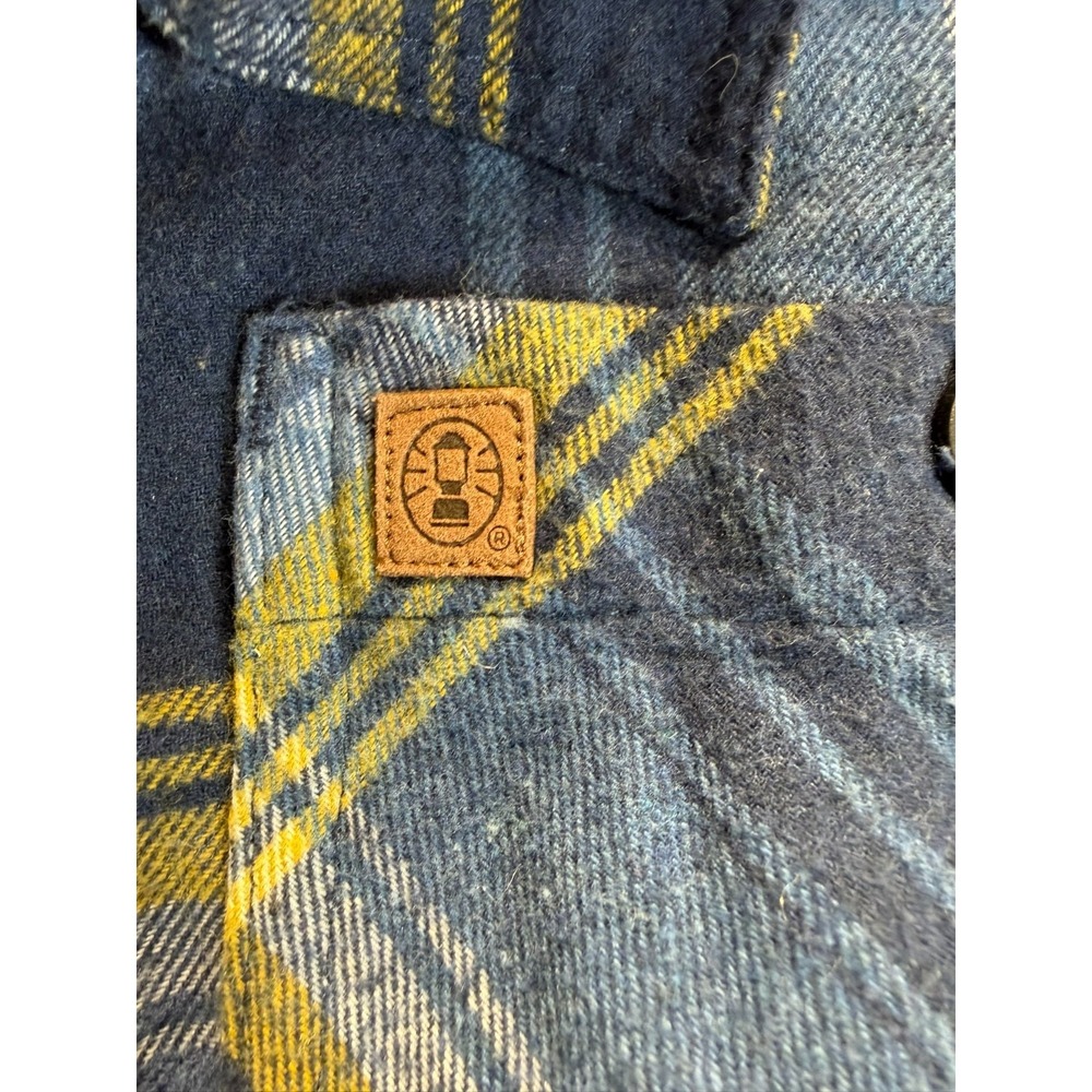 Coleman Men's XL‎ Plaid Flannel Shirt – Blue/Yellow – 100% Cotton - Picture 9 of 10